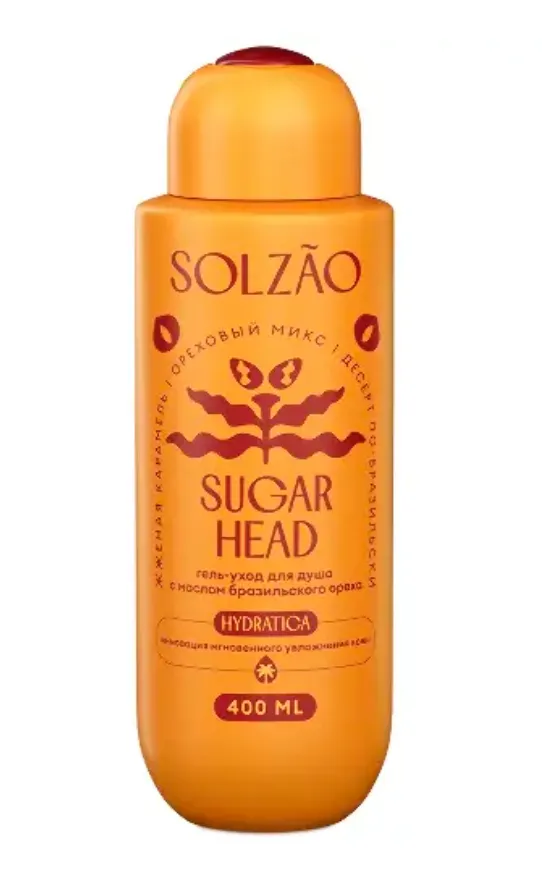 Гель для душа парфюмированный увлажняющий натуральный SOLZAO Sugar Head с маслом бразильского ореха, без парабенов, 400 мл