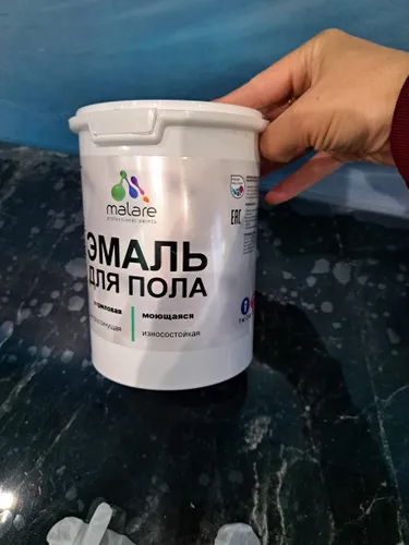 Краска для пола акриловая Malare эмаль для бетонных полов по дереву/ износостойкая без запаха, быстросохнущая моющаяся полуглянцевая, белая, 2 кг