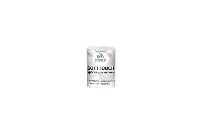Акриловая краска для мебели Malare SoftTouch для кухонных фасадов для дерева и МДФ, моющаяся быстросохнущая, матовая, темно-серый, 0.5 кг.