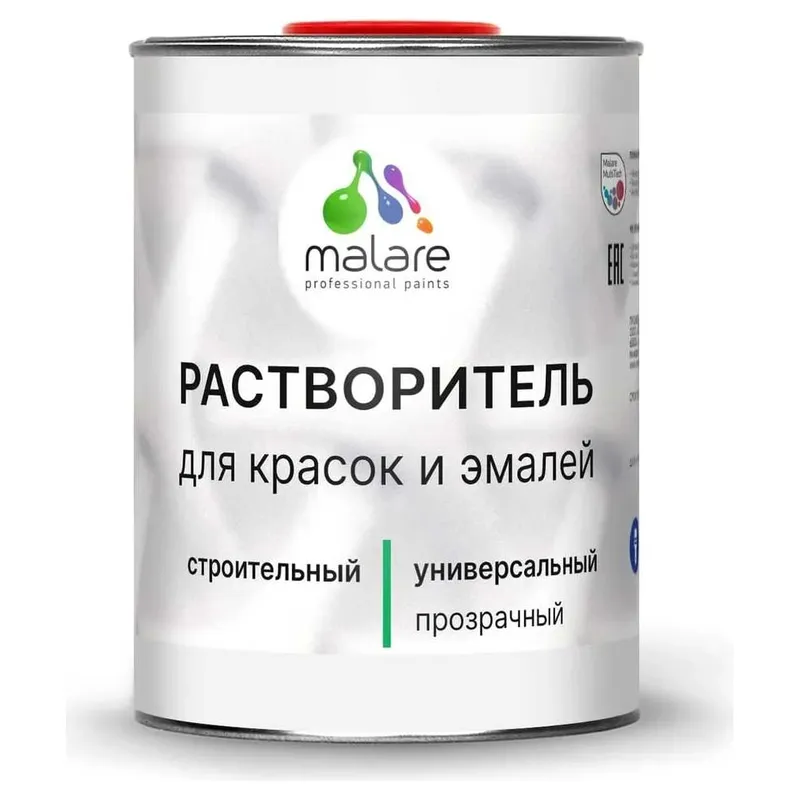 Растворитель Malare строительный, разбавитель для красок и эмалей, обезжириватель, 1 л.