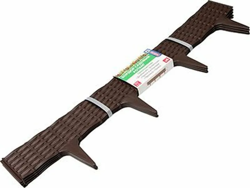 Садовый пластиковый бордюр 0.1*9 м, гофрированный, тёмно-коричневый