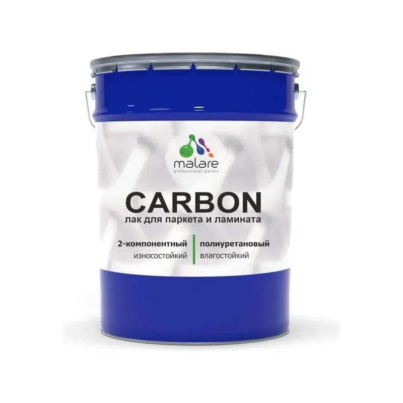 2К полиуретановый лак Malare CARBON для защиты пола, адгезионный влагостойкий высокопрочный долговечный износостойкий, глянцевый (1.8 кг + 180 гр отвердитель)