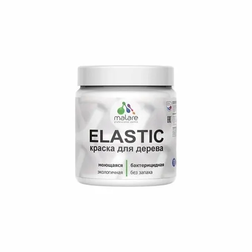 Акриловая краска для дерева Malare Elastic для наружных и внутренних работ, быстросохнущая без запаха, матовая, морская волна, 0.5 кг