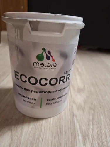 Краска Malare EcoCorr для труб, батарей и радиаторов отопления/ водная акриловая быстросохнущая без запаха матовая, парное молоко, 1 кг